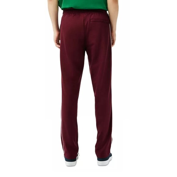 Lacoste Men's Tracksuit Pants Contrast Pinstripe Piping Elastic Waist Bordeaux - Picture 3 of 6